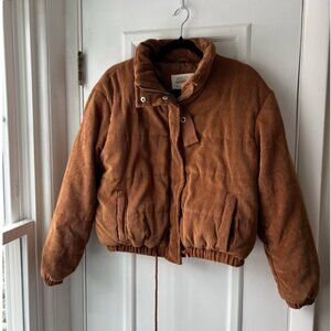 brown corduroy puffer jacket